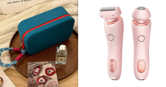 Kanti Shaver 2 en 1 rosa con estuche azul petróleo